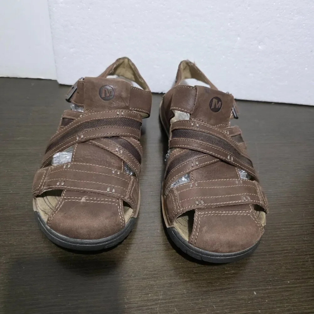 Merrell Espresso J62213 Brown Suede Leather Fisherman Sandals 9 - Picture 6 of 16